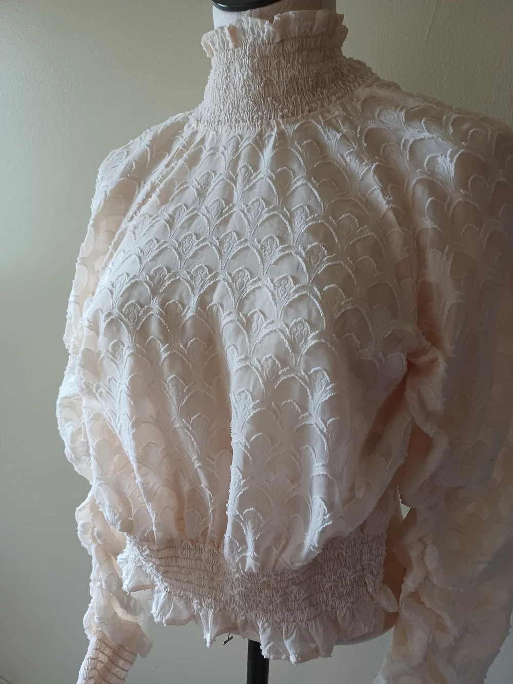 H&M Cream Turtleneck  Semi- Sheer Blouse Size 2